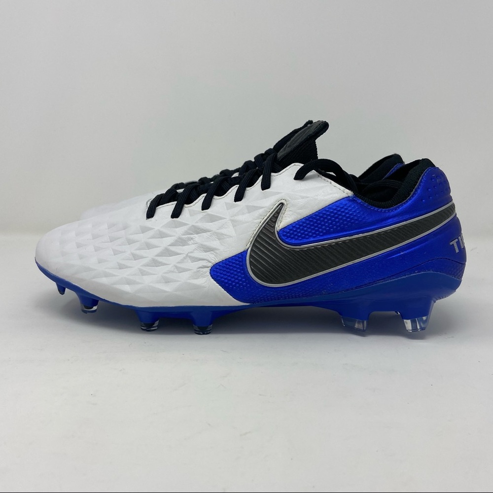 Nike Tiempo Legend 8 Elite FG Soccer Cleats White Royal AT5293-104  Men Size 8.